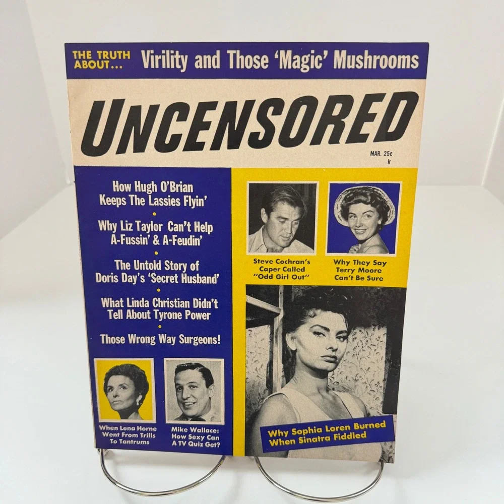 Uncensored Magazine March 1958 Sophia Loren Frank Sinatra Hollywood Vintage